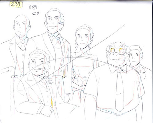Wedding party looks on - rough sketch
