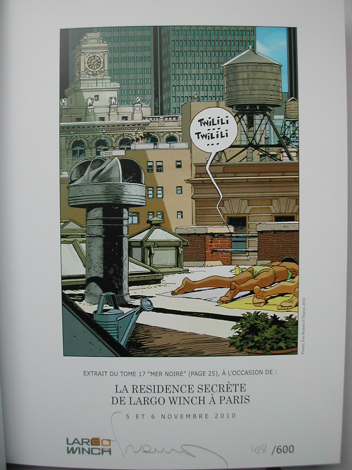 Signature Jean Van Hamme - Largo Winch #17 édition résidence de monsieur Largo Winch